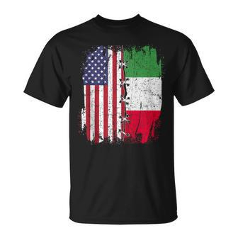 American Flag With Italian Flag Italy T-Shirt | Mazezy CA