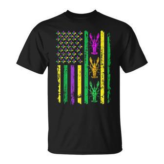 American Flag Mardi Gras Mardi Gras Crawfish Outfit T-Shirt | Mazezy DE