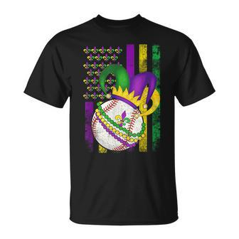 American Flag Mardi Gras Fleur De Lis Baseball Ball T-Shirt - Thegiftio UK