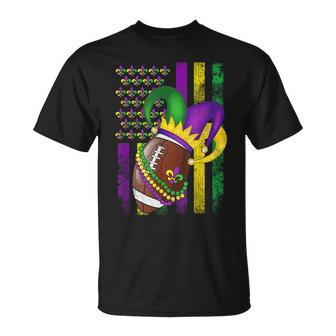 American Flag Mardi Gras Fleur De Lis Football Ball T-Shirt | Mazezy CA