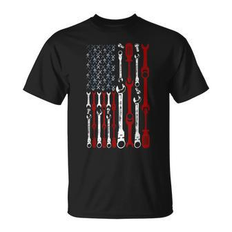 American Flag Mechanic Patriotic Mechanic Usa Flag T-Shirt - Monsterry