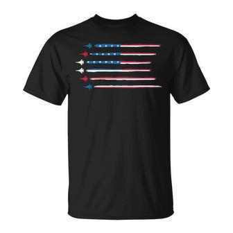 American Flag Military Jet Plane Aviation T-Shirt - Monsterry