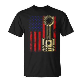 American Flag Piston Muscle Car Patriotic Vintage T-Shirt - Monsterry AU