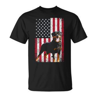 American Flag Rottweiler Dog Lover 4Th Of July Dog T-Shirt | Mazezy