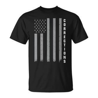 American Flag Thin Silver Line Correction Officer T-Shirt - Monsterry AU