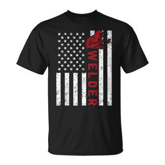 American Flag Welder Welding Vintage Metal Worker Cool T-Shirt - Monsterry