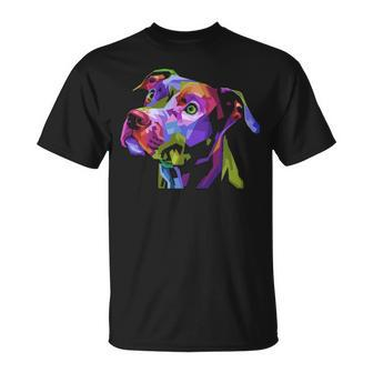 American Pitbull Terrier Pop Art Portrait For Dog Owners T-Shirt | Mazezy