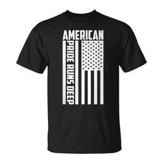 American Pride Runs Deep I Usa Flag T-Shirt - Monsterry