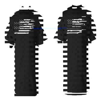 American Thin Blue Line Policía Escopeta Francotirador Akm Ar-15 Armas Camiseta unisex - Regaloses