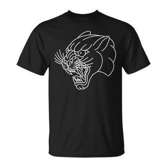 American Traditional Panther Head Outline Tattoo T-Shirt - Monsterry CA