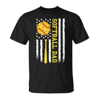 American Us Flag Softball Dad Fathers Day Idea For Dad T-Shirt - Thegiftio UK
