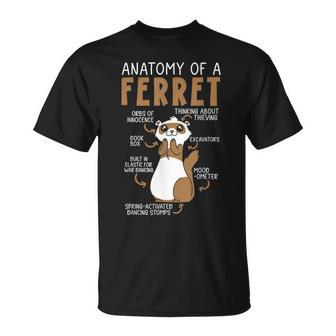 Anatomy Of A Ferret Lover Wildlife Animal Ferret Owner T-Shirt - Monsterry