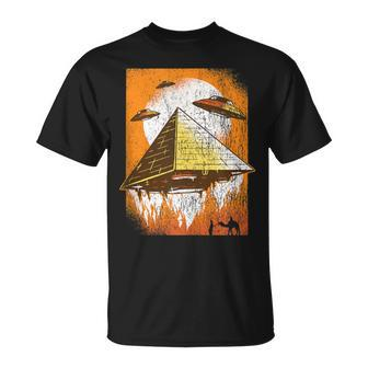 Ancient Flying Pyramid Ufo Space Aliens T-Shirt - Monsterry