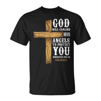 Angels Bible Verse Psalm 9111 Church Religion T-Shirt - Monsterry