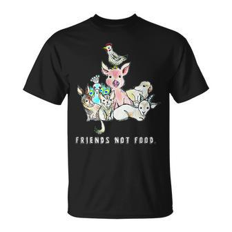 Animals Are Friends Not Food Pig Cow Sheep Vegan Vegetarian T-Shirt - Monsterry DE