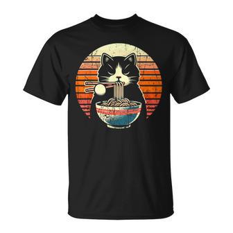 Anime Ramen Cat Retro Japanese Noodles Kawaii Cat T-Shirt - Seseable