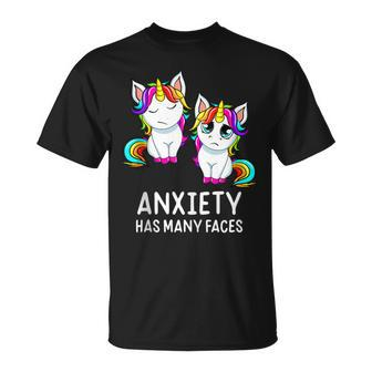 Anxiety Has Many Faces Unicorn Anxiety Has Many Faces T-Shirt - Monsterry