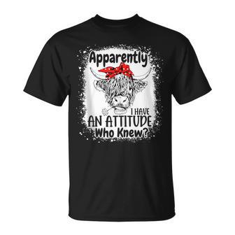 Apparently I Have An Attitude Who Knew Bleached Highland Cow T-Shirt - Monsterry AU