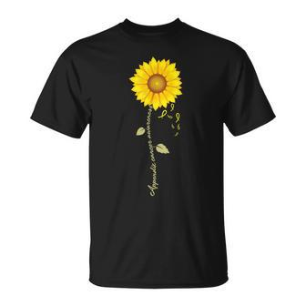 Appendix Cancer Sunflower Amber Ribbon Survivor T-Shirt - Monsterry