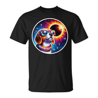 April 2024 Solar Eclipse Dog Wearing Solar Eclipse Glasses T-Shirt - Monsterry UK