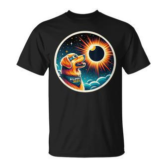 April 2024 Solar Eclipse Dog Wearing Solar Eclipse Glasses T-Shirt - Seseable