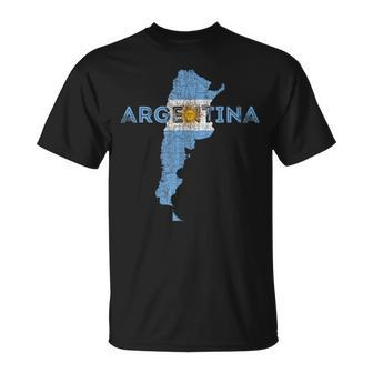 Argentinian Map And Flag Souvenir Distressed Argentina T-Shirt - Monsterry