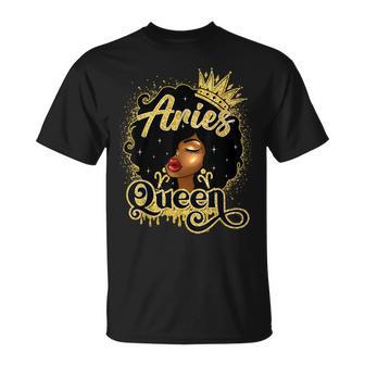 Aries Queen Birthday Afro Natural Hair Black Women T-Shirt - Monsterry UK