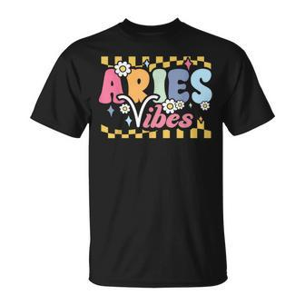 Aries Vibes Zodiac March April Birthday Astrology Groovy T-Shirt | Mazezy DE