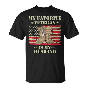 Army Veterans Day My Favorite Veteran Is My Husband Wives T-Shirt - Monsterry