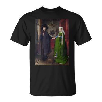The Arnolfini Wedding By Jan Van Eyck T-Shirt - Monsterry