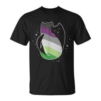 Aroace Cat Lgbt Gay Asexual Aromantic Pride Flag Aro Ace T-Shirt - Monsterry UK