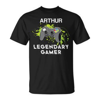 Arthur Name Personalized Grunge Legendary Gamer T-Shirt - Seseable