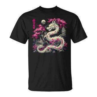 Asian Cherry Blossom Chinese Dragon T-Shirt - Seseable