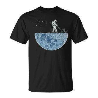 Astronaut Mowing The Moon Mown T-Shirt - Monsterry