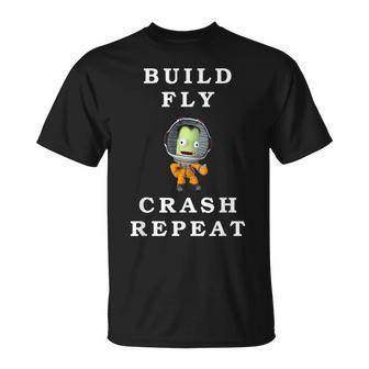 Astronaut Space Build Fly Crash Repeat Animation Program T-Shirt - Thegiftio UK