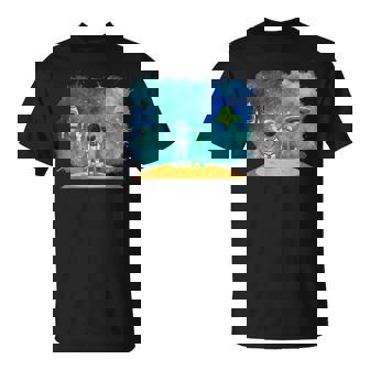 Astronauta Alienígena Amistad Diseño Espacio Exterioriajes Arte Camiseta unisex - Regaloses