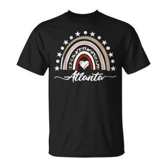 Atlanta Rainbow Baseball Heart Souvenir I Love Atlanta T-Shirt - Seseable