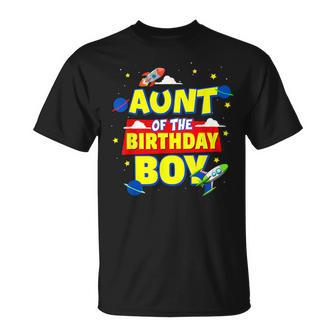 Aunt Of The Birthday Astronaut Boy Outer Space Theme Party T-Shirt - Thegiftio UK