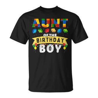Aunt Of The Birthday Boy Building Blocks Master Builder T-Shirt - Seseable