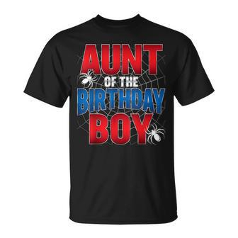 Aunt Of The Birthday Boy Costume Spider Web Birthday Party T-Shirt - Monsterry AU