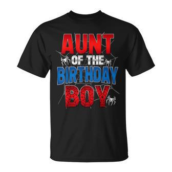 Aunt Of The Birthday Boy Matching Family Spider Web T-Shirt - Monsterry CA
