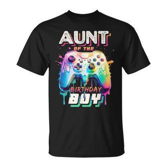 Aunt Of The Birthday Boy Matching Family Video Game Party T-Shirt - Seseable