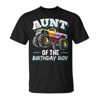 Aunt Of The Birthday Boy Monster Truck Birthday Party T-Shirt | Mazezy