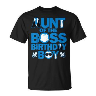 Aunt Of The Boss Birthday Boy Baby Family Party Decorations T-Shirt | Mazezy