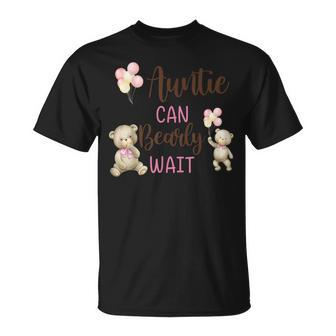 Auntie We Can Bearly Wait Gender Neutral Baby Shower T-Shirt - Monsterry