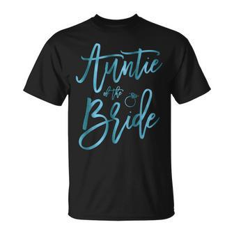 Auntie Of The Bride With Ring Teal T-Shirt - Monsterry UK