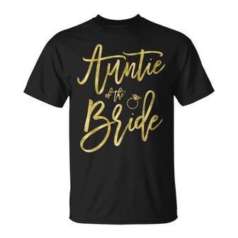 Auntie Of The Bride With Ring Graphics Dark Yellow T-Shirt - Monsterry