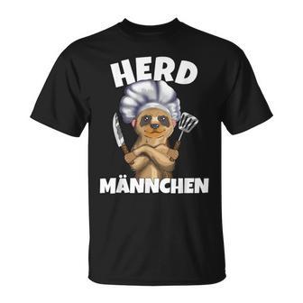 'Aus Meerkat Wird Herdmännchen Wortspiel Cooking Outfit Black T-Shirt - Seseable