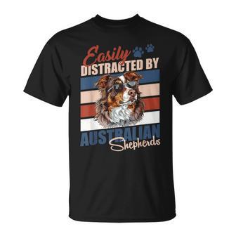 Aussie Easily Distracted By Australian Shepherds Vintage T-Shirt - Monsterry