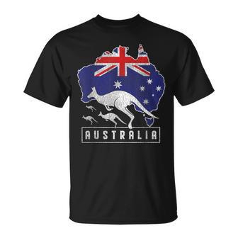 Australia Flag Zoo Animal Kangaroo T-Shirt - Seseable